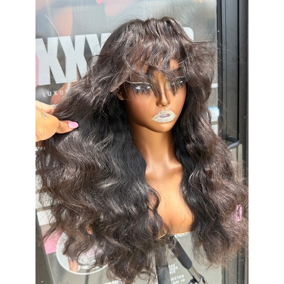 Other - 20" Virgin Cambodian Straight Fringe Bang- Human Hair Transparent 13*6 Lace Wig